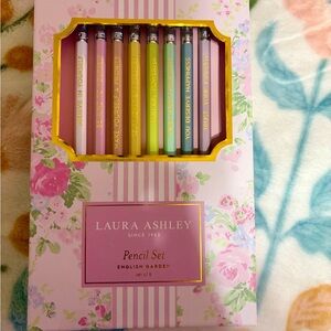 Laura Ashley Pencils English Garden Pink Box of 8 Gold Debossed